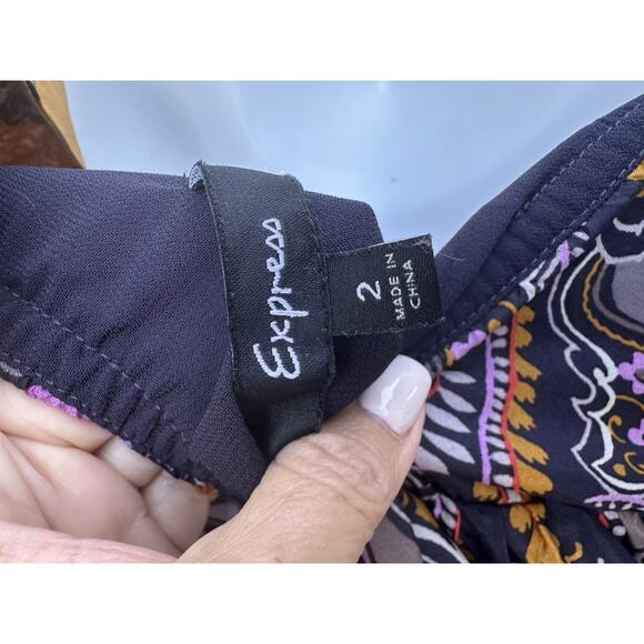 Express Y2K Silk Paisley Halter Neck Handkerchief Maxi Dress Sz 2 Boho Resort - Picture 11 of 16